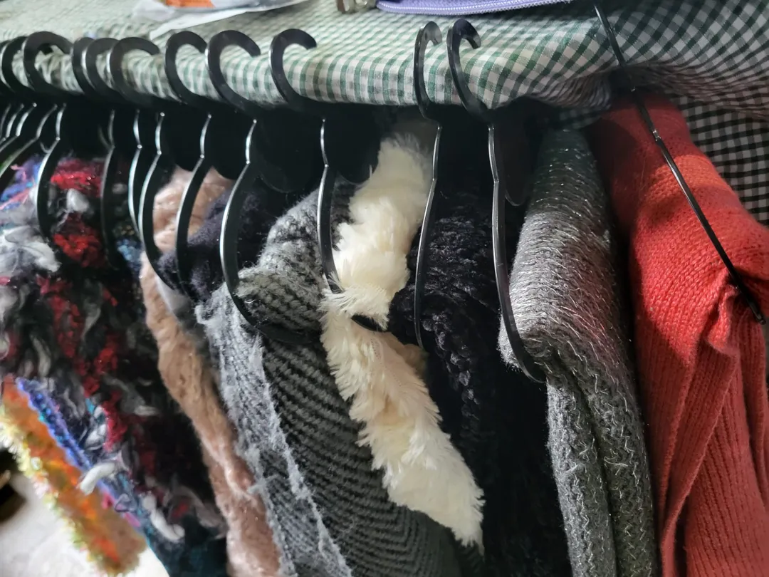 Photo from Jayne's Baby Bank (main page), 15 Sep 2024: My parents have been busy hanging and sorting winter accessories. Volunteers keep the hangers please.