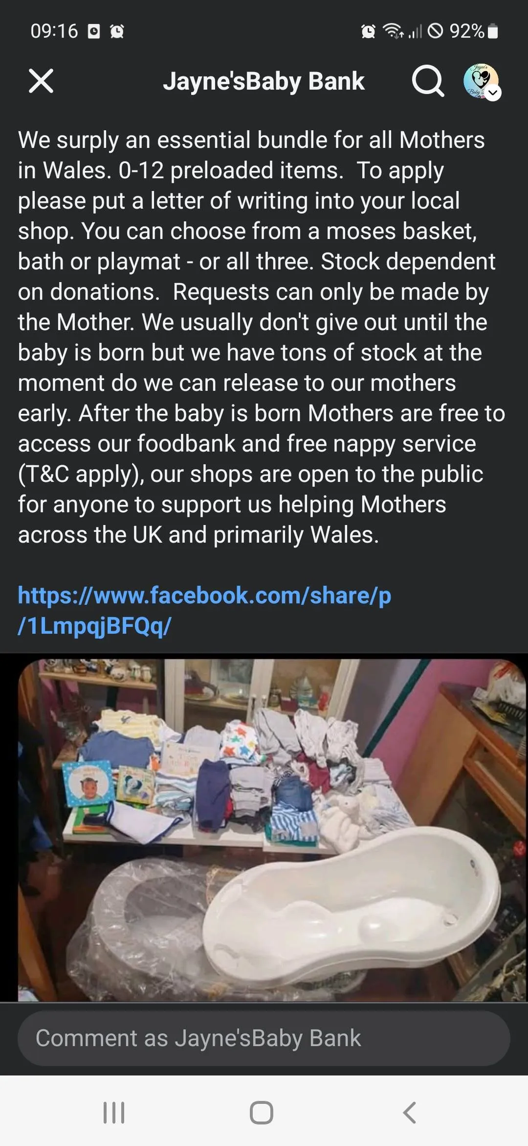 Photo from Jayne's Baby Bank (main page), 5 Dec 2025