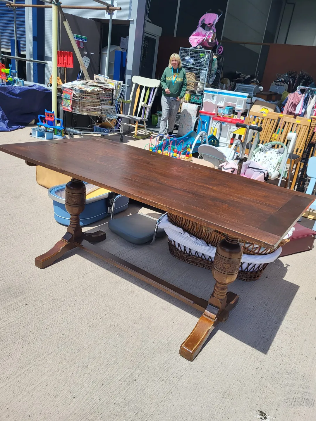 Photo from Jayne's Baby Bank (main page), 19 Jun 2024: Upcycle items just donated for fundraising Chair £30 please Table not sure if we are going to keep it to display items 🤔🤔🤔