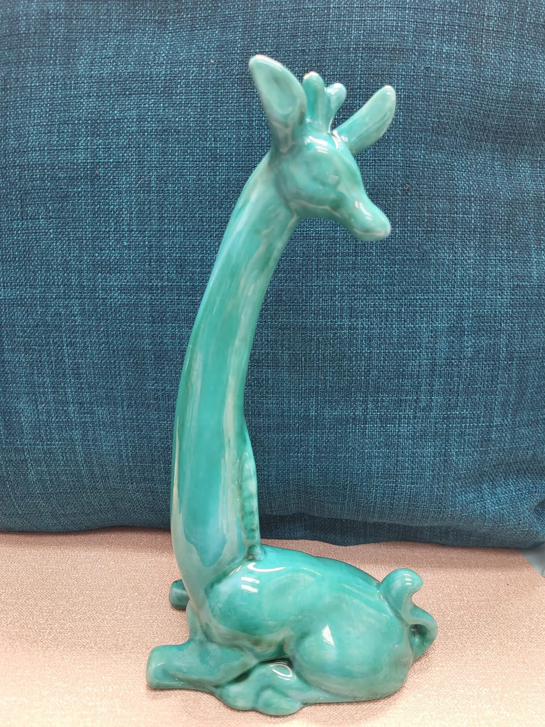 Photo from Jayne's Baby Bank (main page), 18 May 2024: Vintage Anglia Pottery GIRAFFE Ceramic Figure AP 212 ENGLAND Teal 23CM Very cute £10 please Donation centre