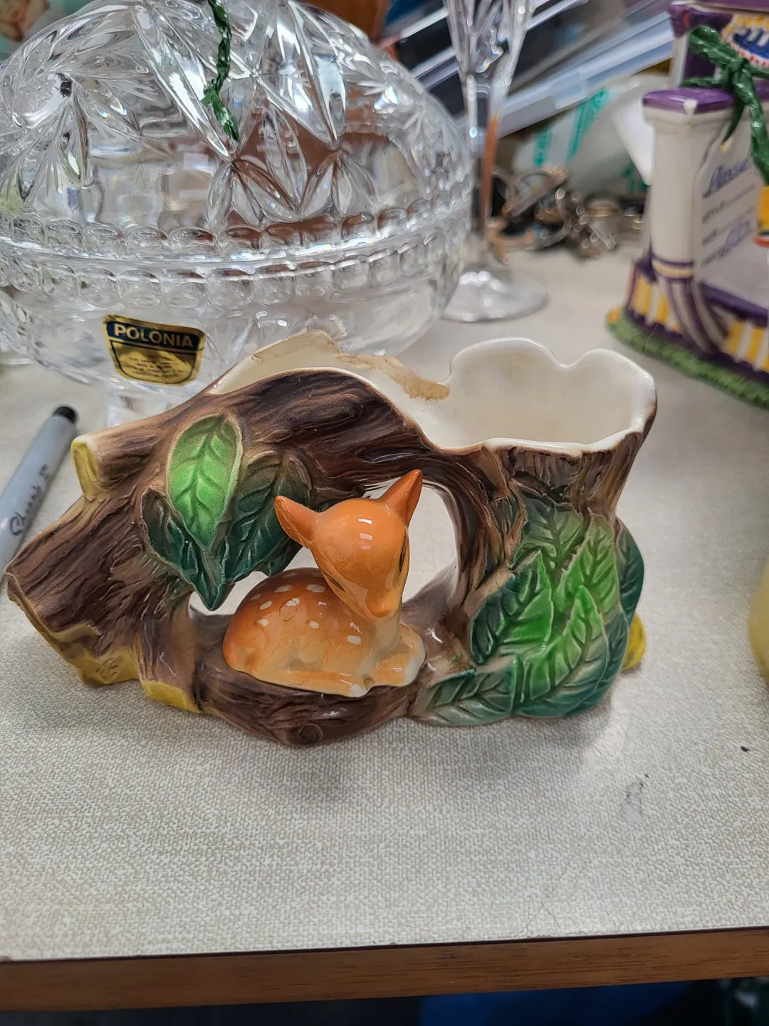 Photo from Jayne's Baby Bank (main page), 9 May 2024: VINTAGE 1960’s HORNSEA POTTERY FAUNA DEER DOUBLE VASE £10 please Donation centre