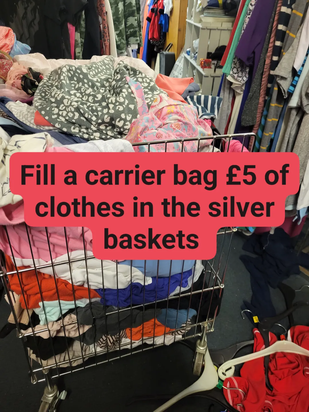 Photo from Jayne's Baby Bank (main page), 21 Aug 2024: Tomorrow until Saturday. Fill a bag for £5 of adult £2 clothes from the baskets. Followers & supporters only. Pontypool shop only.