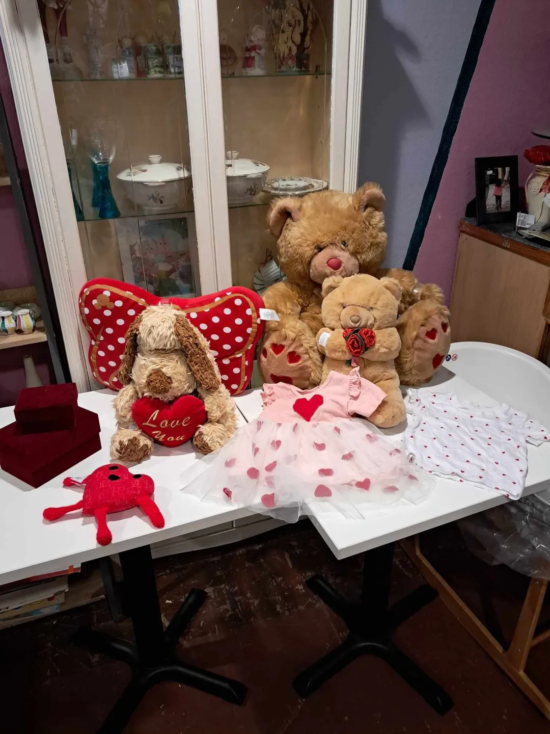 Photo from Jayne's Baby Bank (main page), 15 Jan 2025: Emma's on the ball with her Valentines window! I'm still up to my neck with haberdashery!