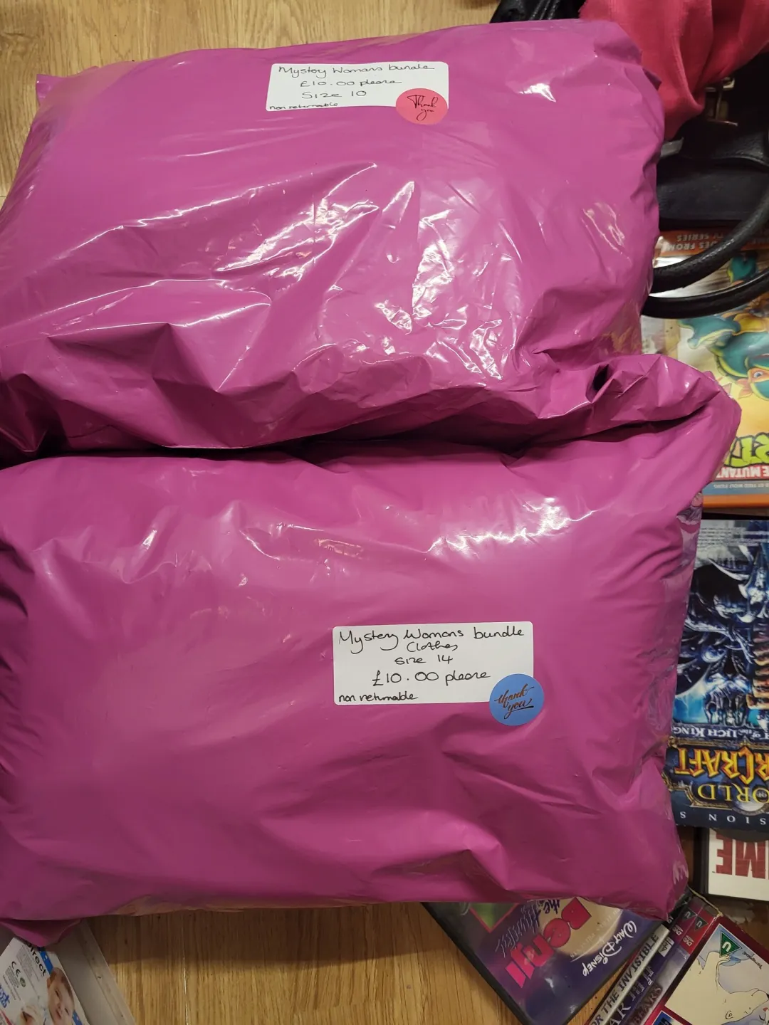 Photo from Jayne's Baby Bank (main page), 29 Apr 2025: Mystery bags available in Blackwood shop, £10 each. Collection only atm. Women's sizes :- Size 8 Size 10 Size 12 pending Size 14 pending Siz