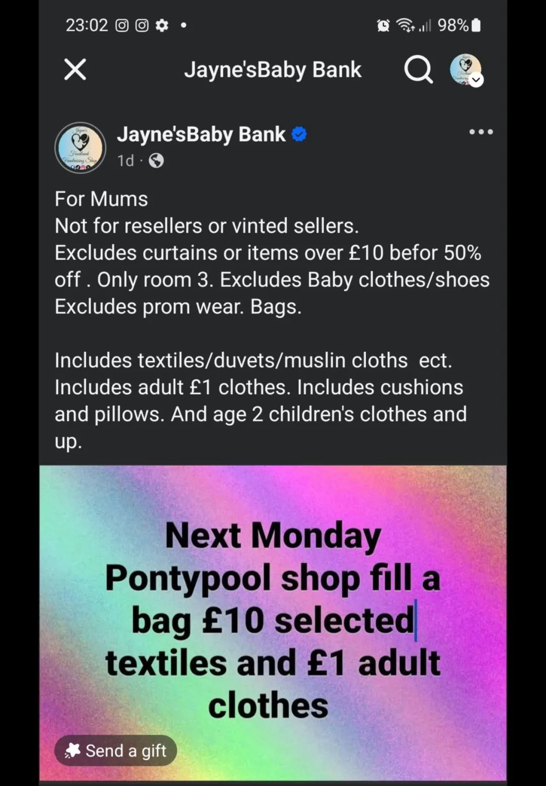 Photo from Jayne's Baby Bank (main page), 15 Jun 2025: This week:- I want a shop on Blackwood highstreet - good rent. Let's just get it straight before the gossips start, I gave our notice to our
