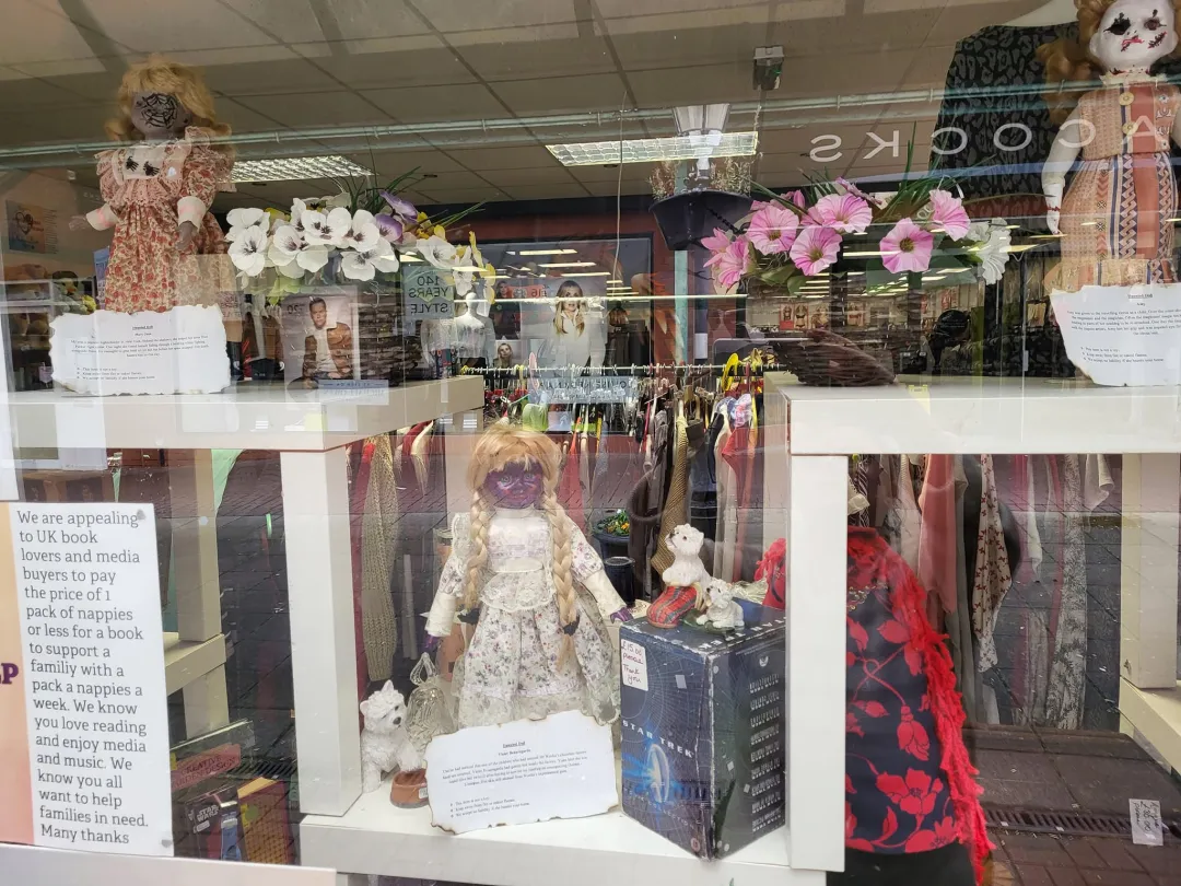 Photo from Jayne's Baby Bank (main page), 11 Oct 2024: Another haunted doll sold! £40 reached. Our goal is £230 towards baby jars foodbank shop