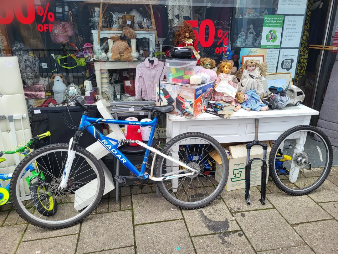 Photo from Jayne's Baby Bank (main page), 26 Sep 2025: Bike and parts available Caerphilly shop £80 please. Included in 50% sale = £40