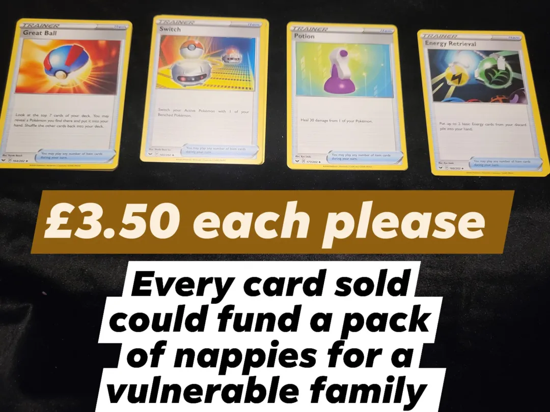 Photo from Jayne's Baby Bank (main page), 9 Dec 2025: £3.50 each please 6 x great ball 3 x switch 2 x potion 2 x energy retrieval