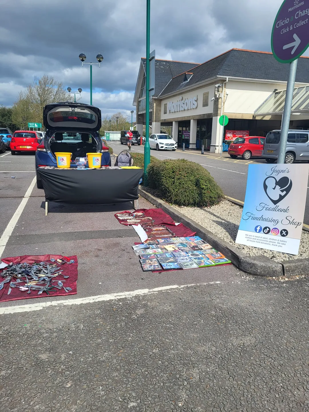 Photo from Jayne's Baby Bank (main page), 14 Apr 2024: We made £43 . 15 today at morrisons Caerphilly. We met new house clearing contacts, new customers and got to talk to customers about what we
