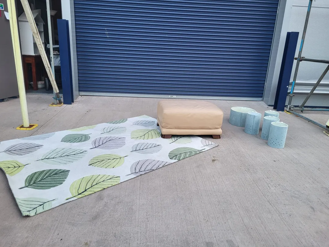 Photo from Jayne's Baby Bank (main page), 7 Jun 2024: Donations gifted for fundraising tonight. Pouf £50 please Rug £25 please Shades £3 each please Pepper pig set needs to be priced.