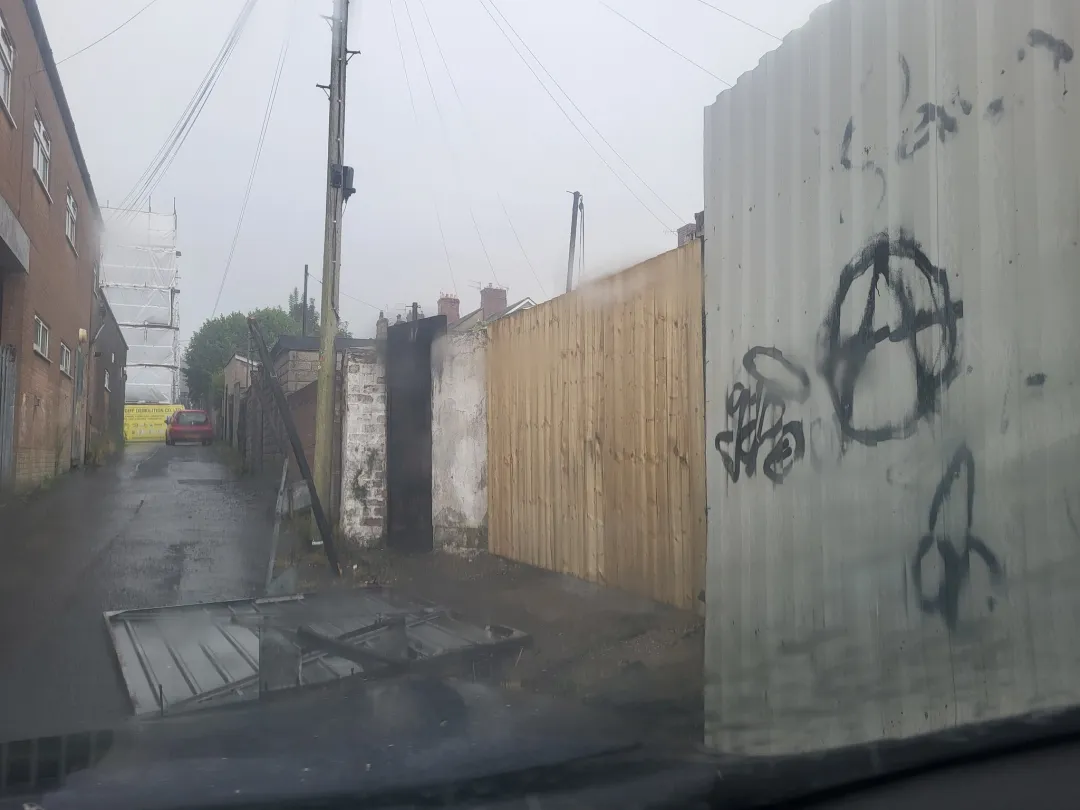 Photo from Jayne's Baby Bank (main page), 27 Aug 2025: About to be clamped of not moved Fly tipping of garage door that used to be where the fence has now been erected also reported. Both prevent