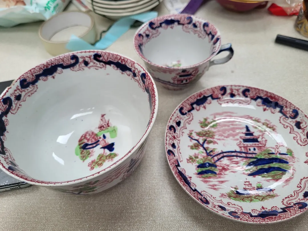 Photo from Jayne's Baby Bank (main page), 11 May 2024: Chinoiserie 19th Century 1890 Willow set £50 please STAFFORDSHIRE