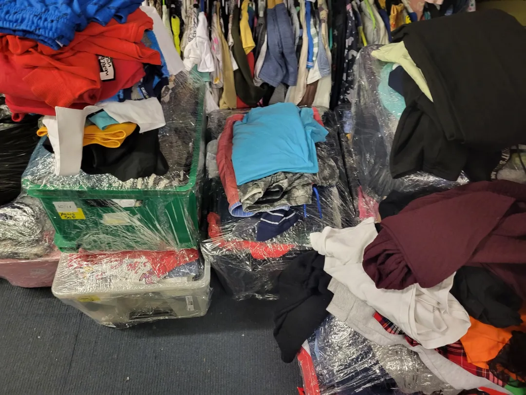 Photo from Jayne's Baby Bank (main page), 3 Mar 2025: Volunteers and Dan all been busy today working and tidying - taken 2 people all day to tidy up the children clothes because of people throwi