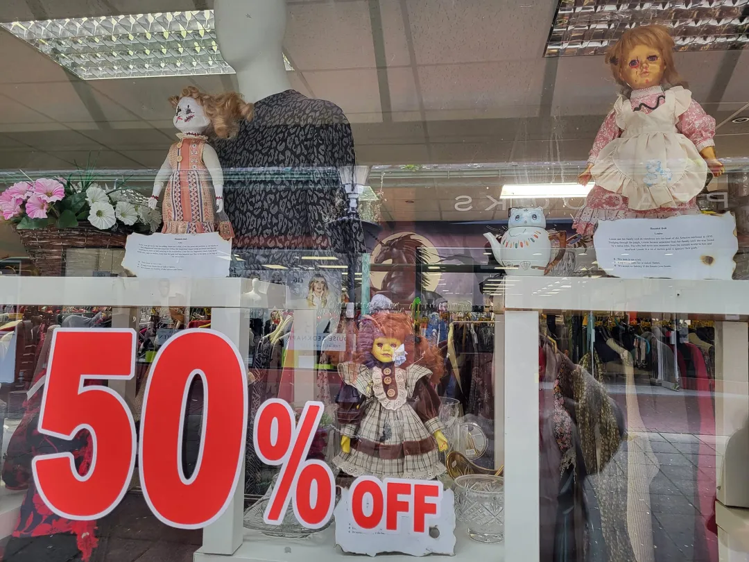Photo from Jayne's Baby Bank (main page), 30 Sep 2024: Blackwood shop is haunted by creepy dolls! £10 each please fundraising is ringfenced for a baby food foodbank shop These are not toys We acc