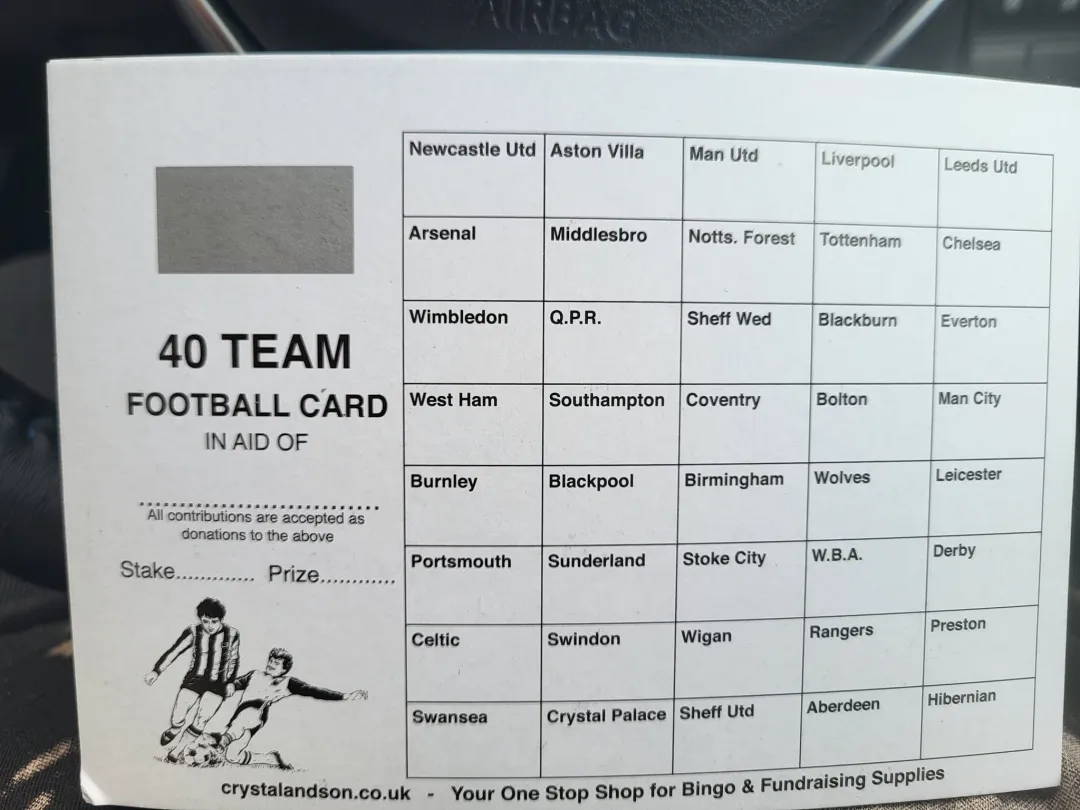 Photo from Jayne's Baby Bank (main page), 14 Jul 2024: These are for fundraising 1 team = £5 40 x £5 = £200 £100 for the Baby Bank food bank £100 to the winner! You can choose as many teams as yo