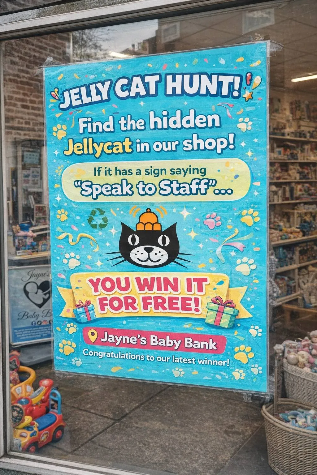 Photo from Jayne's Baby Bank (main page), 18 Feb 2026: Another Jelly Cat winner ! Brilliant well done ! Don't forget if you find a Jelly Cat in any of our shops you keep it for free! Offer/event 