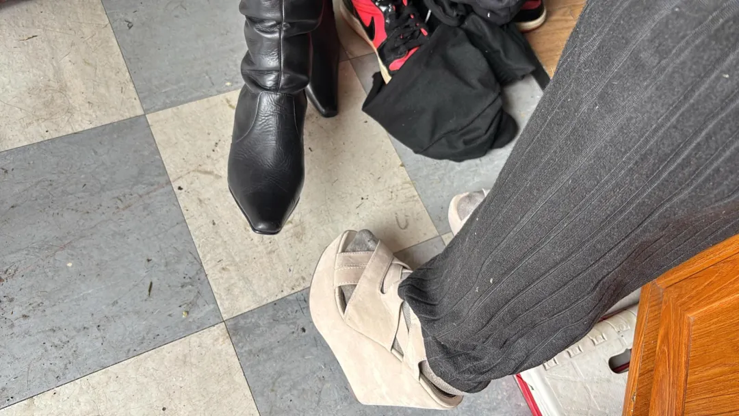 Photo from Jayne's Baby Bank (main page), 15 Jul 2025: Some of the under 18s showing off part of their £20+ a day allowance for volunteering. They went home in these heels, in thr rain, toddling 