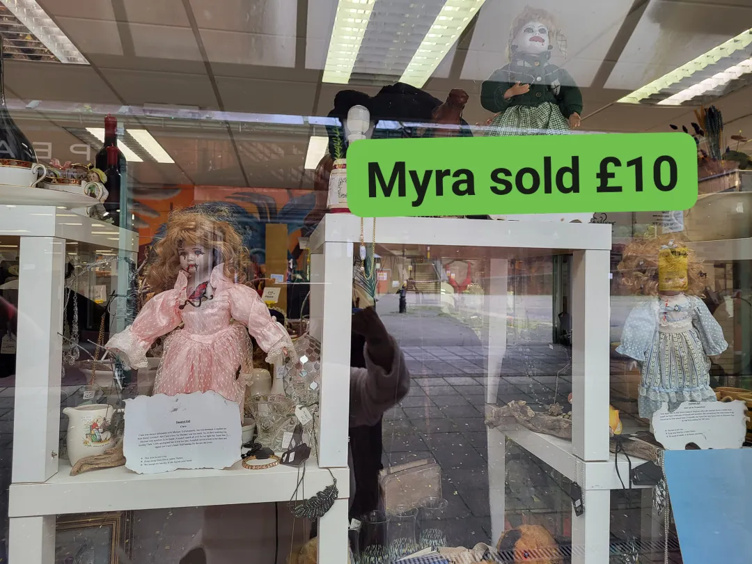 Photo from Jayne's Baby Bank (main page), 11 Oct 2024: Another haunted doll sold! £40 reached. Our goal is £230 towards baby jars foodbank shop