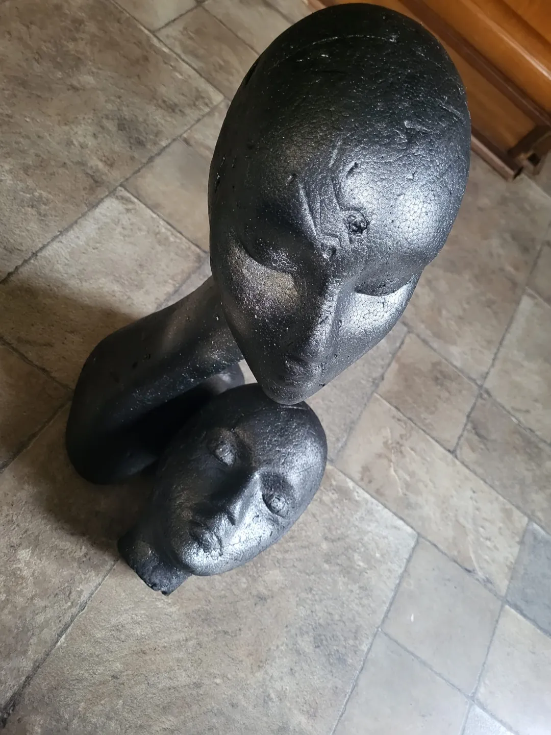 Photo from Jayne's Baby Bank (main page), 4 Dec 2024: My dad's painted and sprayed our polystyrene heads for Blackwood shop