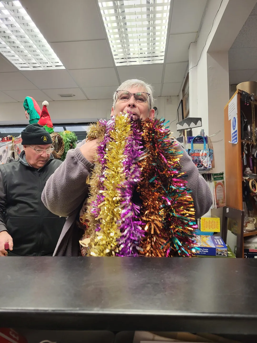 Photo from Jayne's Baby Bank (main page), 16 Jan 2024: We have donated tinsel and offered books/jigsaws/dvds to Millbrook Care Home residents this morning 🌄 🌎❤️🍼