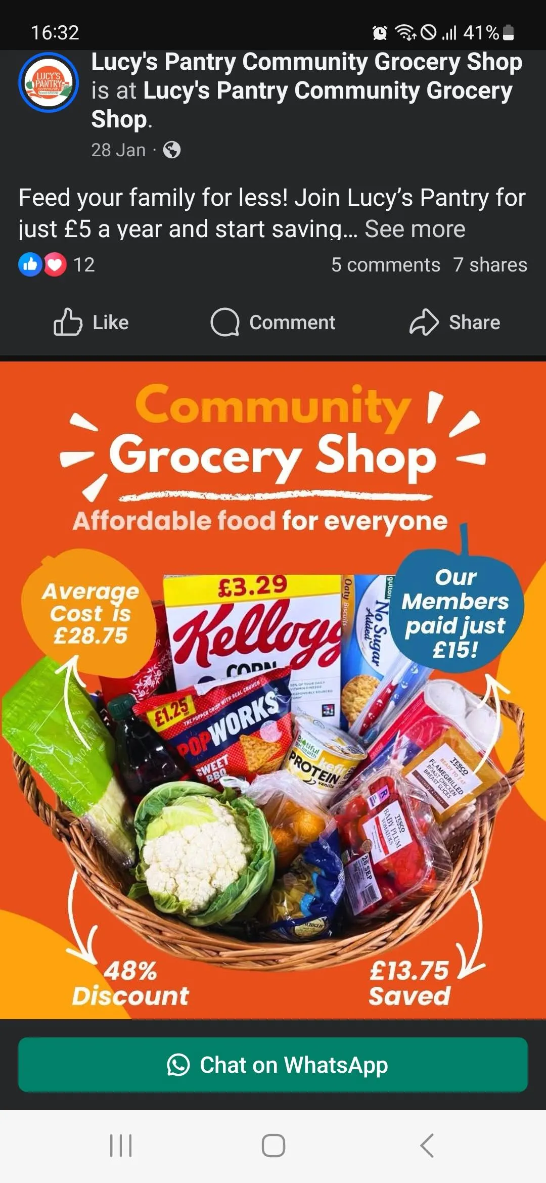 Photo from Jayne's Baby Bank (main page), 6 Feb 2026: Notice to changes in policy. So going forward we will charge £5 a pantry bag so that we are exactly the same as all the other charities /CIC