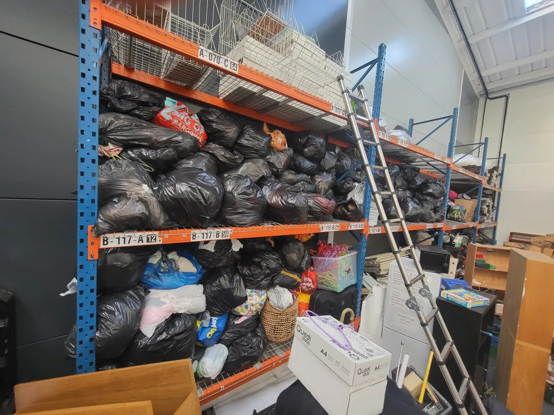 Photo from Jayne's Baby Bank (main page), 2 Jan 2026: Another busy day - Dan's building some more racking tomorrow - hoping to get the next 4 bays up and running. We can take donations but leave