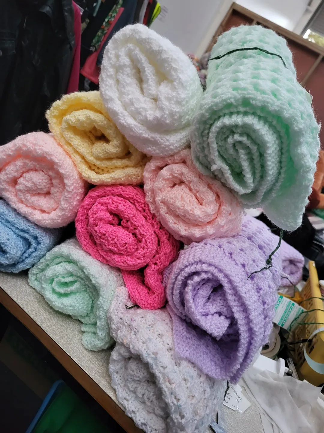 Photo from Jayne's Baby Bank (main page), 10 May 2024: Had some lovely blankets made by out knitters this week.