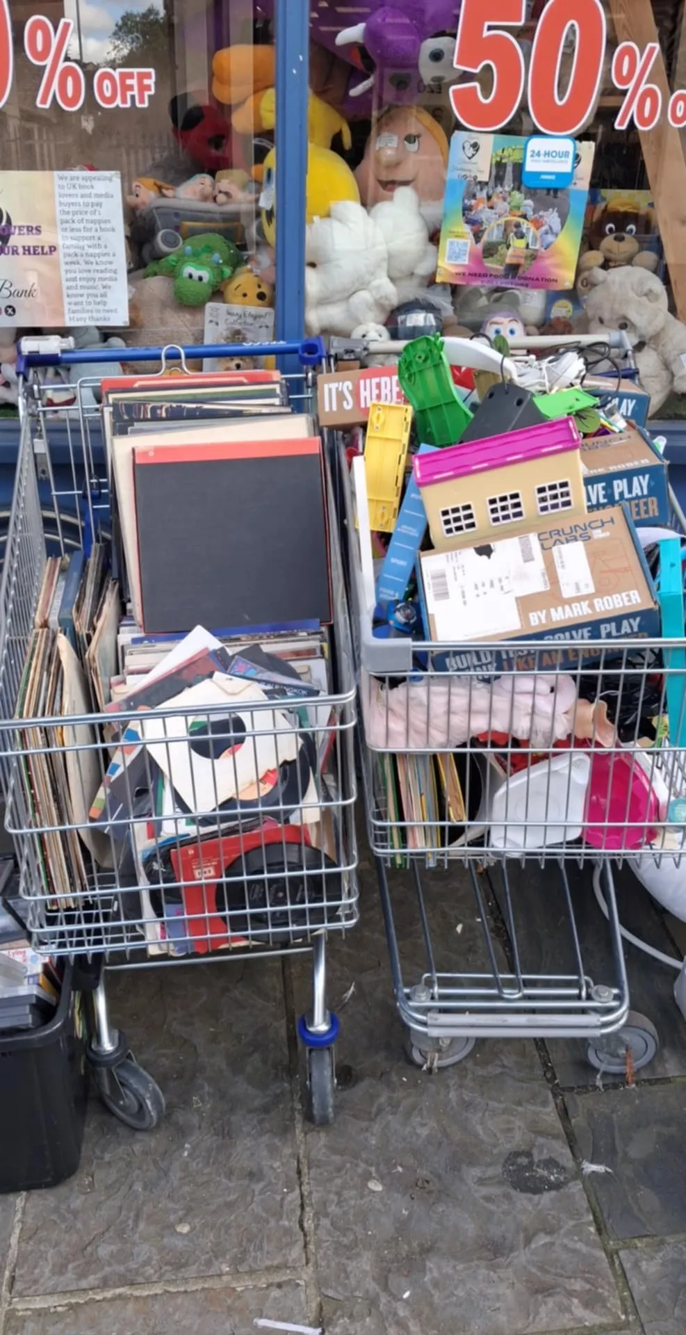 Photo from Jayne's Baby Bank (main page), 28 Sep 2025: Records in the trolley 3 for £1 - trolley next to £1 each - first come first served. No holding sorry available from Monday.