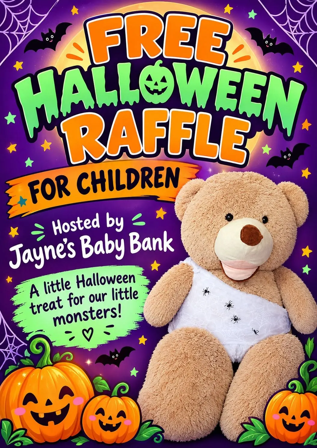 Photo from Jaynesbabybank Registered - cic, 28 Oct 2026: Free raffle guys Mums just write child's name in comments. 🕷🕸🕷🕸🕷🕸