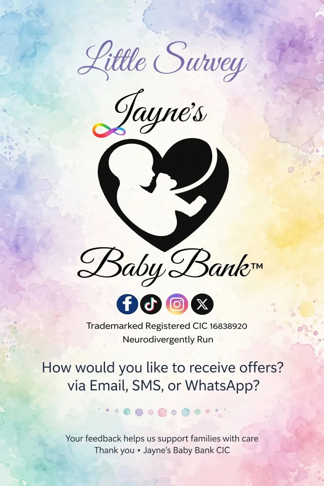 Photo from Jaynesbabybank Registered - cic: Little survey guys - how would you like to receive offers from us . We have a software system to run this through via data protection but we