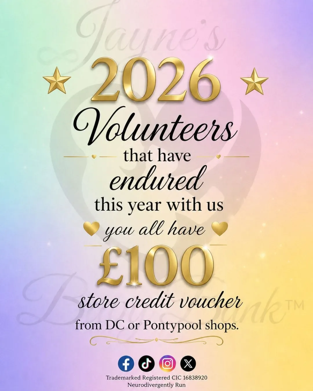Photo from Jaynesbabybank Registered - cic: We are over the 1/2 point of the year! Thank you to our volunteers that have stuck with us. £100 store credit voucher to everyone who has st