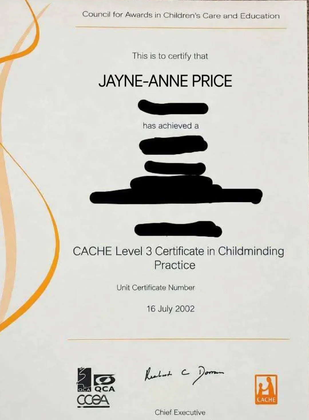 Photo from Jaynesbabybank Registered - cic, 19 Sep 2026: This is my Mothers qualification in childminding she asked me to go back to college with her and I am so proud of her. My Mother is also dir