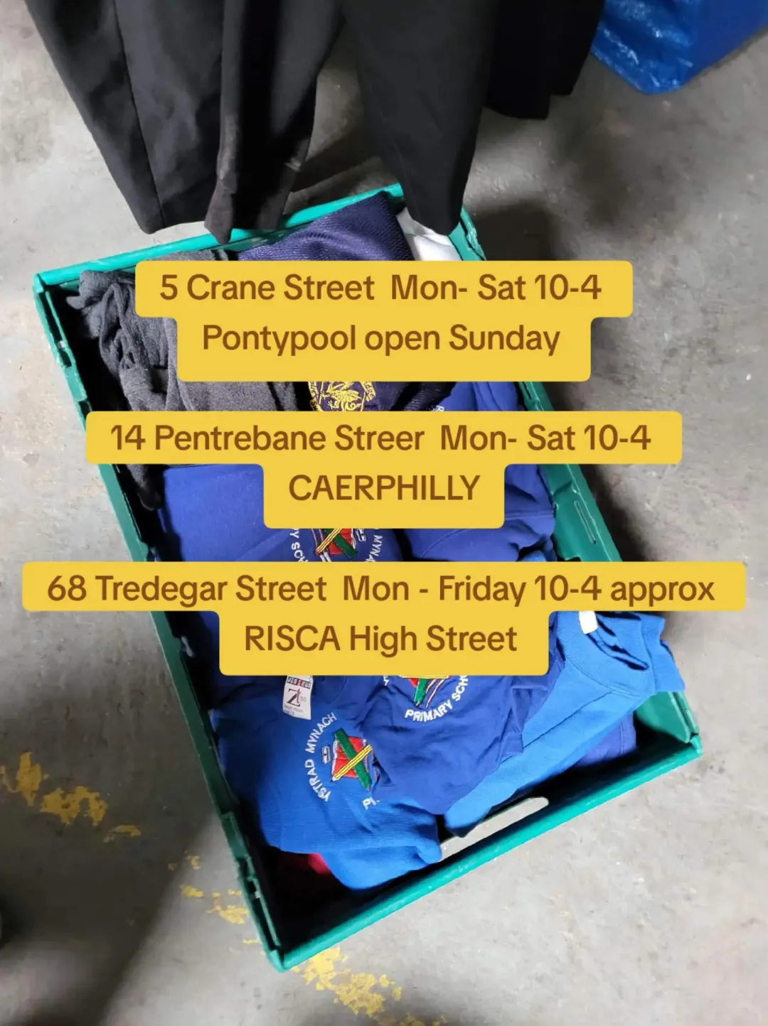 Photo from communityshopone, 5 Aug 2025: 5 Crane Street Mon- Sat 10-4 Pontypool open Sunday 14 Pentrebane Streer Mon- Sat 10-4 CAERPHILLY 68 Tredegar Street Mon - Friday 10-4 approx