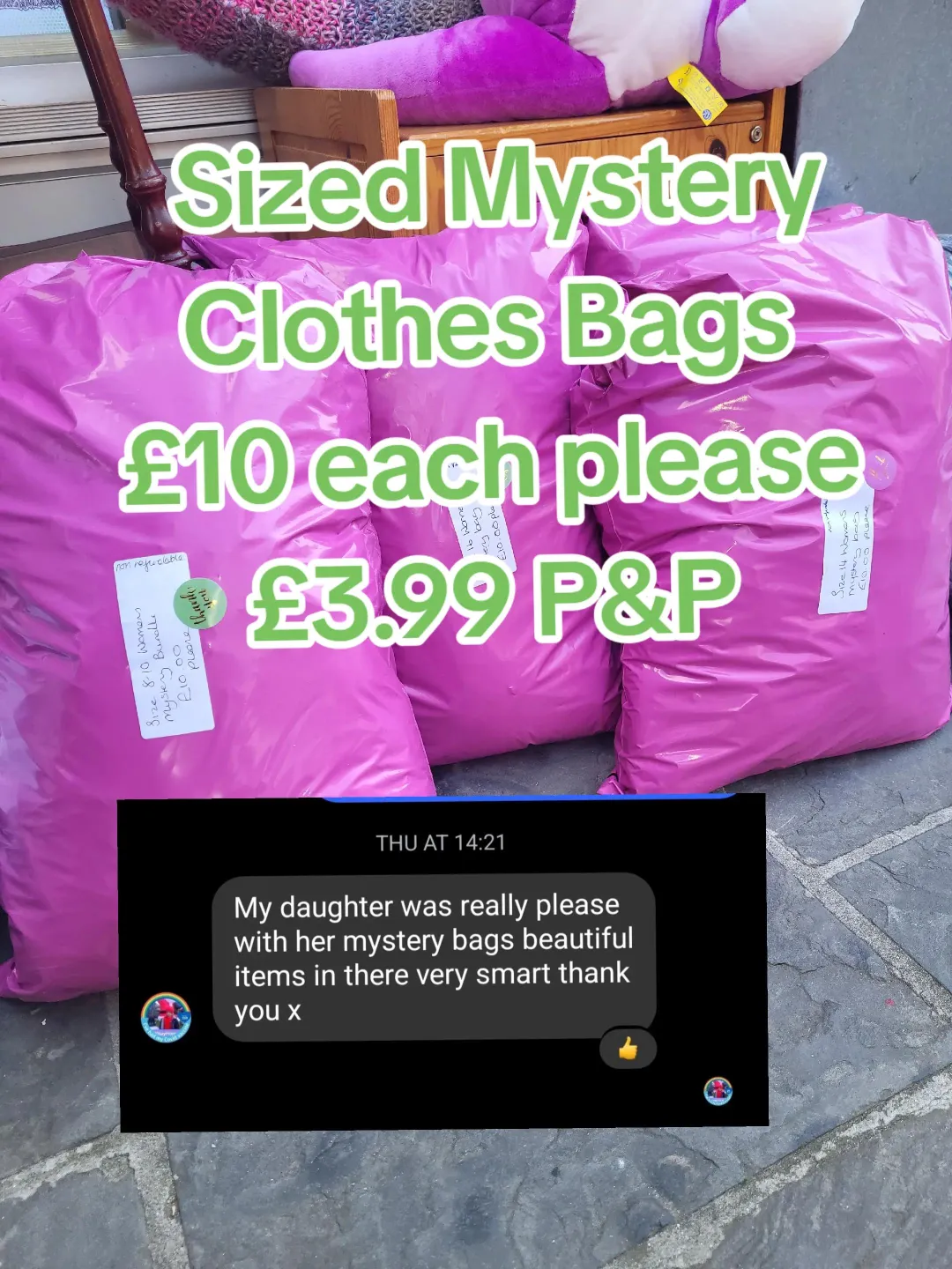 Photo from jaynesbabybank1_tm, 2 May 2025: Minium 10 items of sized pre - loved clothes £10 per bag please - additional £3.99 P&p thank you
