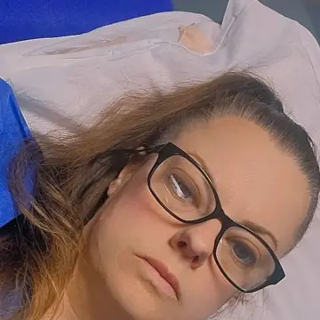 Image from Jayne's Baby Bank (main page), 23 Jul 2025: Hospital selfie. Think I have to come back :/ they got further I the bowel but still compacted. 🧨🧨 dynamite next option i think! 💩 from what