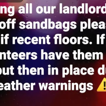 Image from Jayne's Baby Bank (Main Historical Profile), 22 Nov 2025: Can we asked all our landlords to drop off enough sandbags to cover doors/vents ect in lue if this years flood damages. We have been lucky s