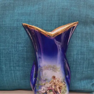 Image from Jayne's Baby Bank (Main Historical Profile), 18 May 2024: VASE INPERIAL STAFFORDSHIRE POTTERY ENGLAND, TULIP SHAPE BLUE £15 please Donation Centre