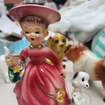 Image from Jayne's Baby Bank (Main Historical Profile), 8 May 2024: Vintage Kitch lady with poodle 1950's £20 please DC