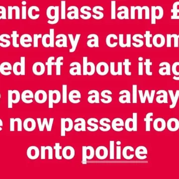 Image from Jayne's Baby Bank (Main Historical Profile), 31 Oct 2025: WARNING: the family of antique dealers from Blackwood came in yesterday to Pontypool shop and kicked off at Dan about the £300 volcanic glas