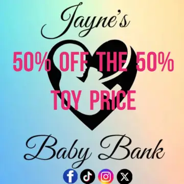 Image from Jayne's Baby Bank (main page), 4 Oct 2024: Our second EBF!, Early Black Friday deal - 50% off the 50% off price all toys that are for children. Excludes re sellers or people buying te