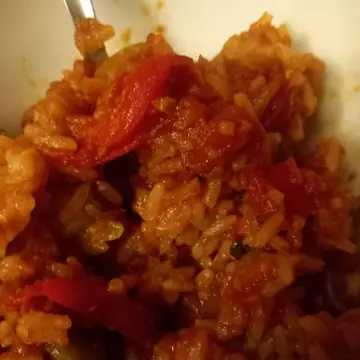 Image from Jayne's Baby Bank (Main Historical Profile), 7 Apr 2026: Rice surprise. Mushrooms, sprouts, peppers, garlic, garlic salt. onions, pasta sauce and tin of tomatoes and an oxo packet thats been hangin