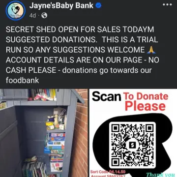 Image from Jayne's Baby Bank (Main Historical Profile), 24 Jan 2026: Day off tomorrow guys - We are working from home on grant applications. THRIFT SHEDS WILL BE OPEN AND RESTOCKED. - SUGGESTED DONATIONS ONLY 