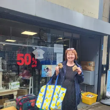 Image from Jayne's Baby Bank (main page), 15 Jul 2025: Thank you to Linda one of our followers popped in to our Caerphilly shop to help support us and the under 18s training