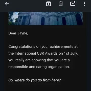 Image from Jayne's Baby Bank (main page), 25 Jul 2024: We have won a green apple award for sustainability from the International CSR Awards ♻️🍾👍🍼