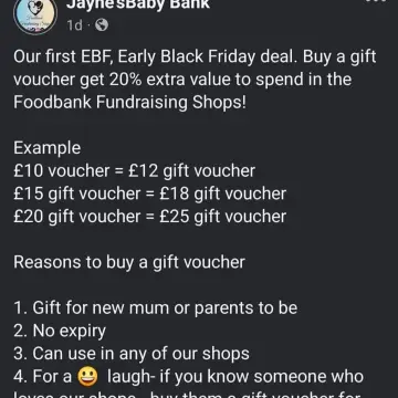 Photo from Jayne's Baby Bank (main page), 2 Dec 2024: It's Christmas 🎄 ☺️ 🤗! Lets.pull out the big guns 🔫 You have supported us all year once again - so let's pull out all the offers for you guy