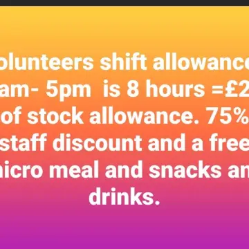 Photo from Jayne's Baby Bank (main page), 9 Apr 2025: Volunteers rates of allowance. ONLY GRANTED IF HOURS ARE WORKED AND STAFF ARE WORKING. WE ARE NOT ROLLING OVER ALLOWANCE. £20 - 75% DISCOUNT