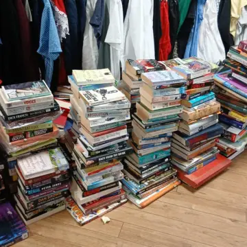 Image from Jayne's Baby Bank (main page), 23 Jul 2025: Thank you to chloe for getting the books ready for me to reprice/sort ready for Dawn our book manager next week. - no staff to touch the boo