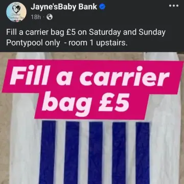 Image from Jayne's Baby Bank (main page), 2 Aug 2025: Open tomorrow /Sunday 10 - 4 approx We have had tons and tons and tons of new stock in!