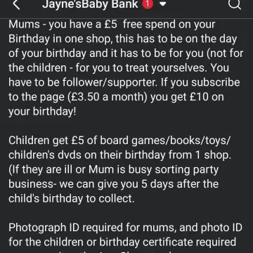 Photo from Jayne's Baby Bank (main page), 13 Mar 2025: Guys if I miss you birthday, message me for your £5 free spend. Facebook doesn't always send me the birthday notifications and sometimes I g