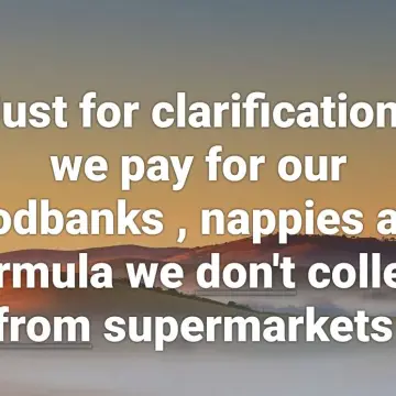 Image from Jayne's Baby Bank (main page), 16 Sep 2025: Just for clarification- we pay for our foodbanks , nappies and formula we don't collect from supermarkets - we have small donations from oth